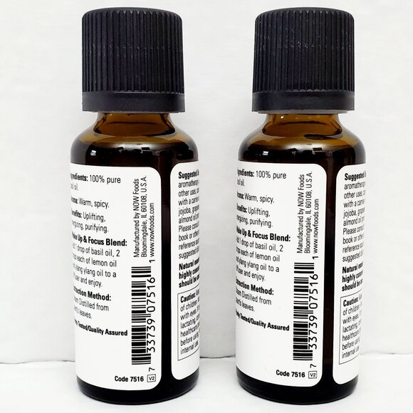 NOW Foods 2x Basil Essential Oil Bottles 100% Pure 1 fl oz | 30 ml Aromatherapy - Picture 3 of 6